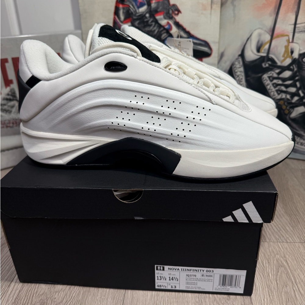 New Adidas Nova IIInfinity White/Blk Basketball Shoe Men Size 13.5, 14.5, 15, 16
